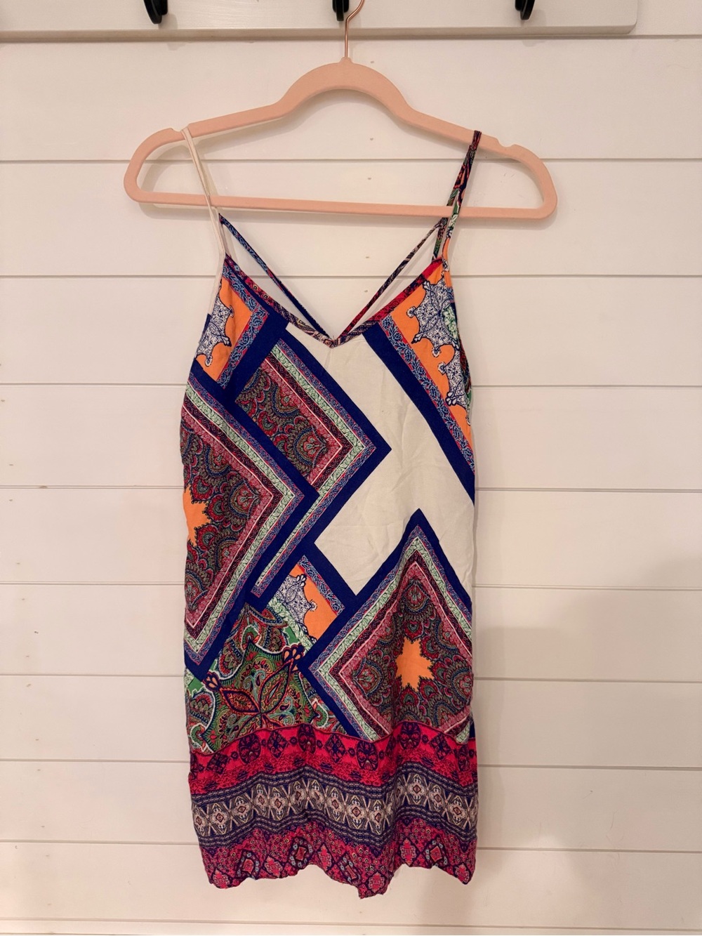 Caramela Boho Scarf Print Mini Dress Made in USA Festival‎ Size S
